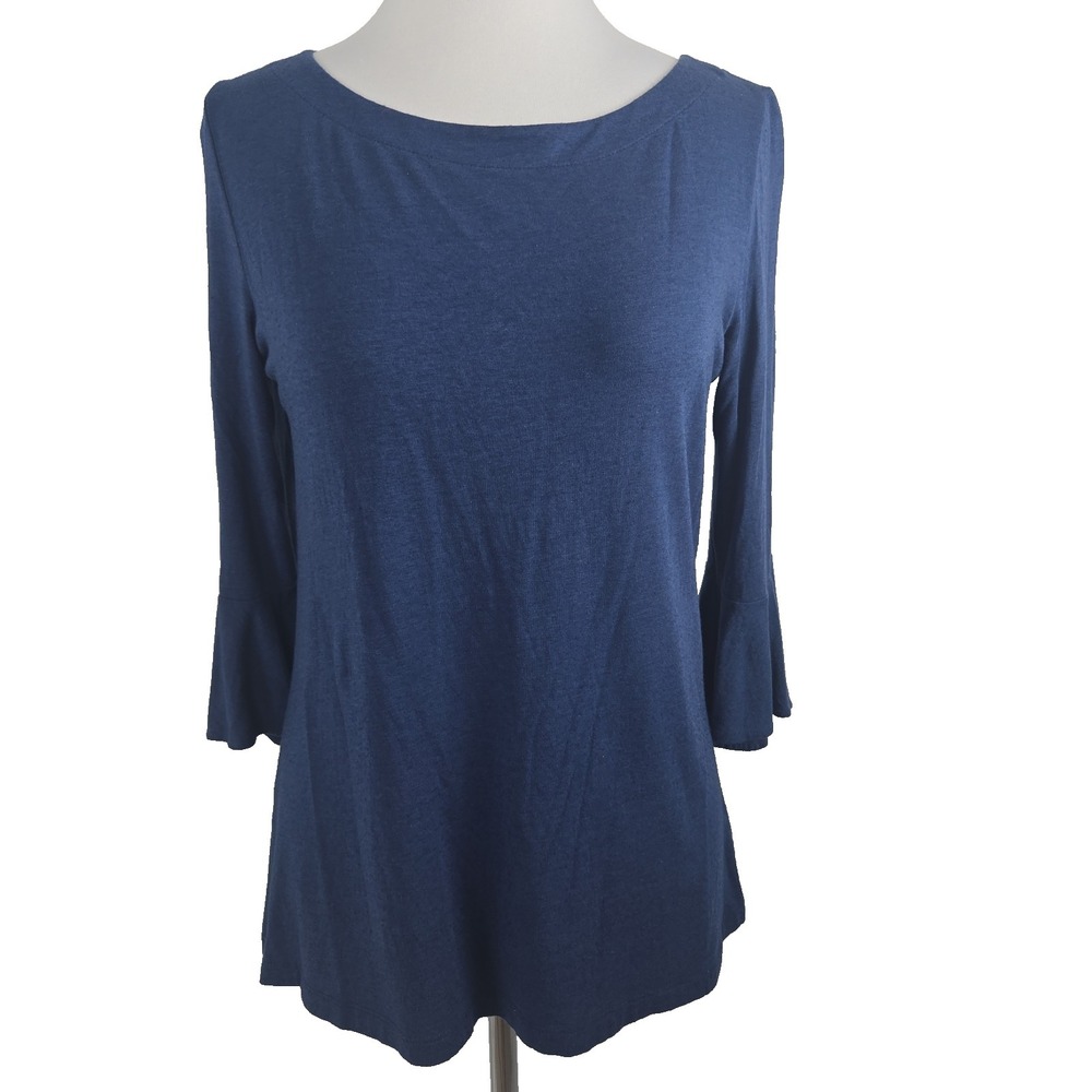 Lilly‎ Pulitzer Navy 3/4 Ruffle Sleeve Jersey Pima Cotton T-shirt Top Small S